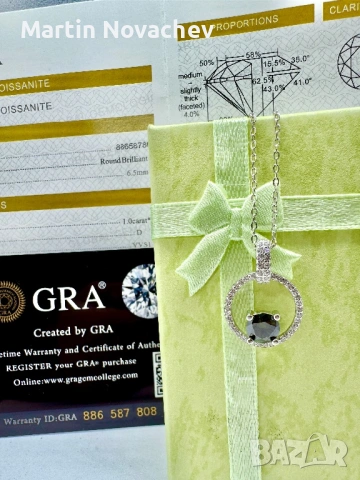 Сребърно колие с мойсанит (Диамант) 1 карат, снимка 9 - Колиета, медальони, синджири - 53990710