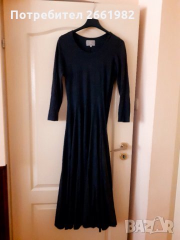 Дълга сива рокля с дълъг ръкав, снимка 1 - Рокли - 32027068