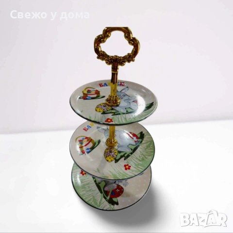 Великденско плато на 3 нива зайче с великденско яйце. Диаметър: 14,18,20см, снимка 6 - Декорация за дома - 54078955