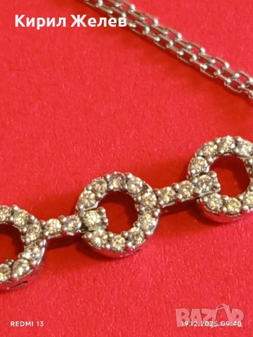 Сребърна гривна украсена с бляскави цирконий елегантен и модерен аксесоар 29794, снимка 5 - Гривни - 52844966