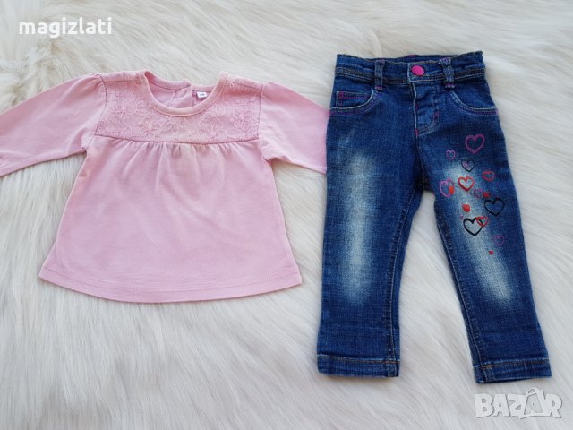 Дънки и блуза за новородено момиченце, снимка 11 - Панталони и долнища за бебе - 29558243
