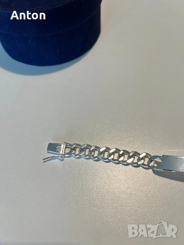 Сребърна гривна с плочка, снимка 3 - Гривни - 54245284