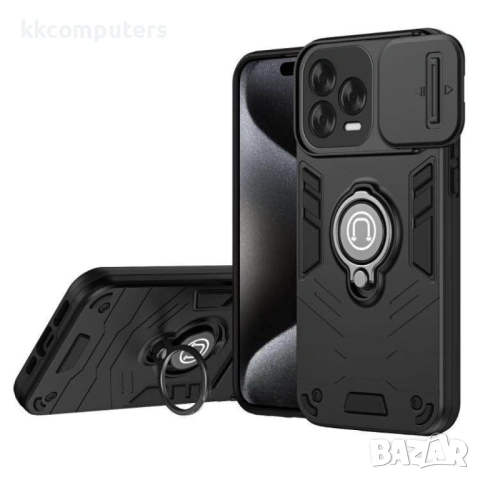 ZTE Blade V70 Vita / V70 Design Удароустойчив Калъф Slide Camshield с Поставка и Протектор – Черен, , снимка 2 - Калъфи, кейсове - 53043394