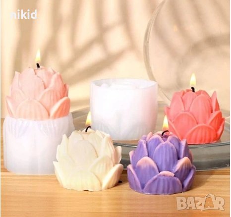 3D Артишок шишарка високо цвете лотус силиконов молд фондан торта гипс сапун свещ смола, снимка 2 - Форми - 27497440