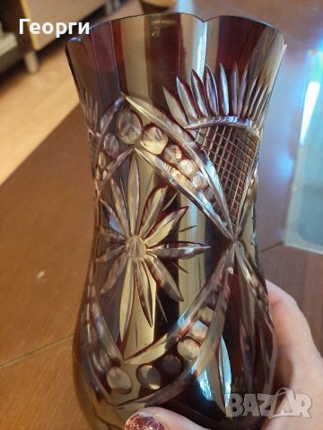 Червен кристал ваза, снимка 2 - Вази - 44236898