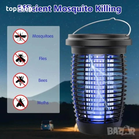 НОВ PALONE 4500V соларен трепач на насекоми 2 в 1 вътрешен и външен електрически убиец на комари