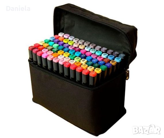 Комплект 80бр двустранни цветни маркери с тънък и дебел писец., снимка 3 - Други - 42381185
