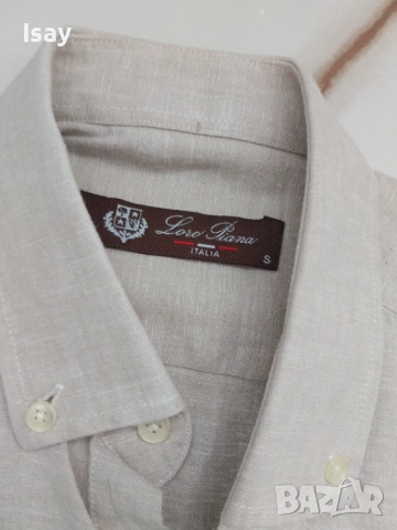 Мъжка риза ЛОРО ПИАНА в бежав цвят 100% памук, снимка 2 - Ризи - 53910849