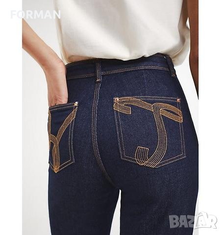 УНИКАЛНИ тъмносини дънки с висока талия , снимка 4 - Дънки - 44505646