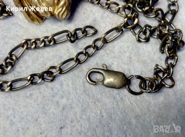 БАРЕЛЕФЕН СРЕБЪРЕН МЕДАЛЬОН с ЛИКА на ИИСУС ХРИСТОС с СРЕБЪРНА ВЕРИЖКА ОКСИДИРАНО СРЕБРО 925 - 40587, снимка 11 - Антикварни и старинни предмети - 49328580