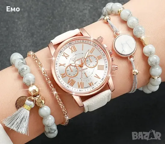Дамски часовник - 5 в 1, бял

