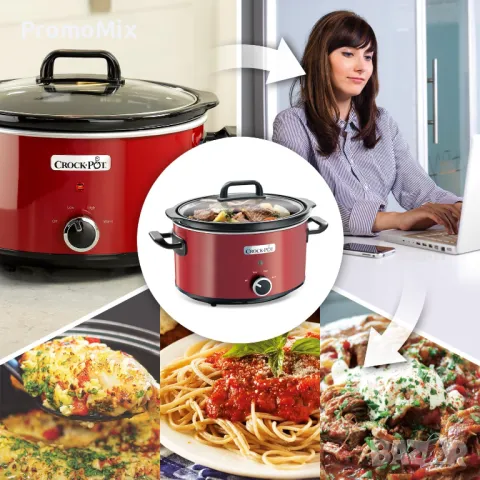 Уред за бавно готвене Crock Pot SCV400RD-050 Slow Cooker 3.5л 210W Съд за готвене с капак Оризовар