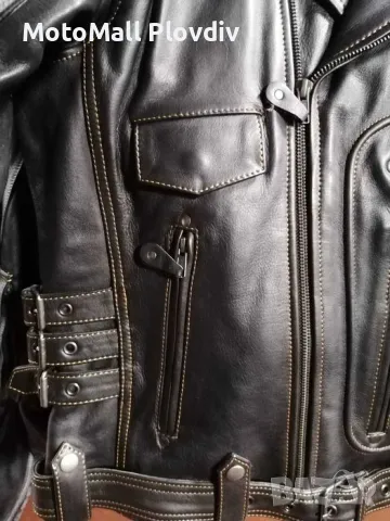 Кожено яке Motomall Rock черно мото мотор чопър, снимка 7 - Аксесоари и консумативи - 49179056