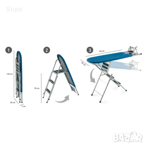 Сгъваема дъска за гладене и 3-степенна сгъваема стълба, снимка 2 - Други - 49616356