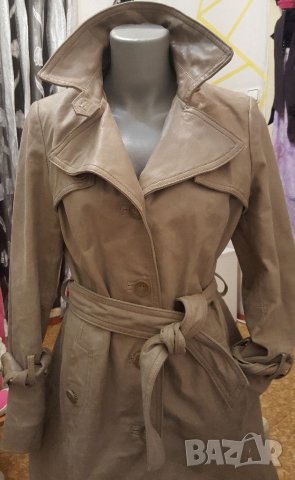 "Leather"-бежово зимно кожено палто, снимка 2 - Палта, манта - 38976669