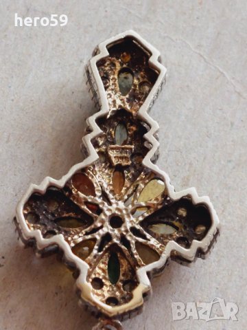 Златен кръст с диаманти-злато,сребро , снимка 6 - Обеци - 42330973