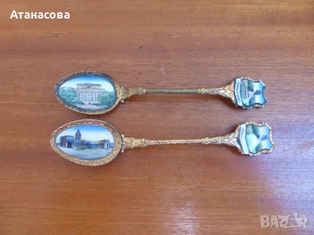 Сувенирни лъжички 2 бр с емайл Ленинград СССР 
