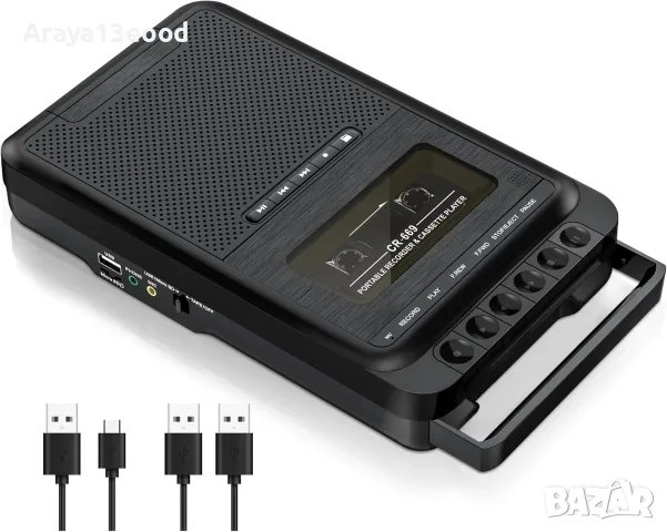 Преносим касетофон и конвертор Gracioso – касети към MP3, USB и TF карта