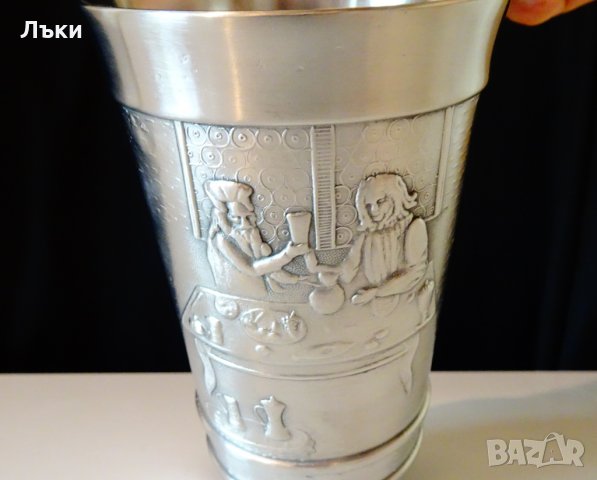 Калаена чаша,халба от калай 11.5 см.,300 мл. , снимка 2 - Антикварни и старинни предмети - 29089272