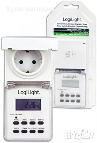 LogiLight - Дигитален Taймер за контакт с капак indoor / outdoor 3600W , 290гр , Чисто нови , 