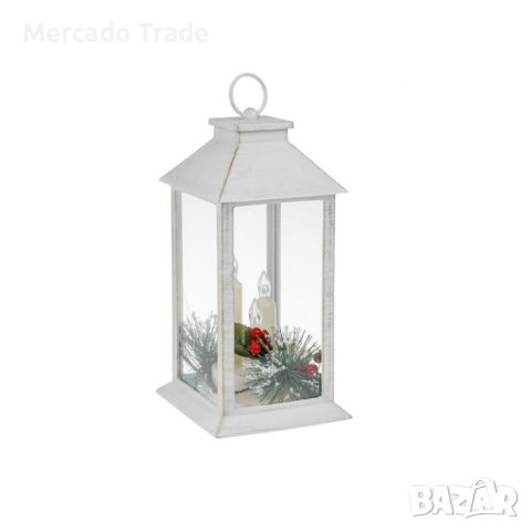 Декоративен фенер Mercado Trade, 3 LED свещи, Бял