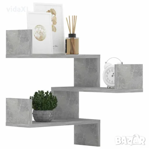 vidaXL Стенни ъглови рафтове, 2 бр, бетонно сиви, 40x40x50 см, снимка 8 - Ракли - 56147792