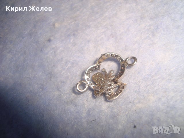 СРЕБЪРНА ПЕПЕРУДКА с ИНКРУСТИРАНИ КРИСТАЛЧЕТА СРЕБРО 925 БИЖУ за ГРИВНА КОЛИЕ 27309, снимка 7 - Други - 36857957