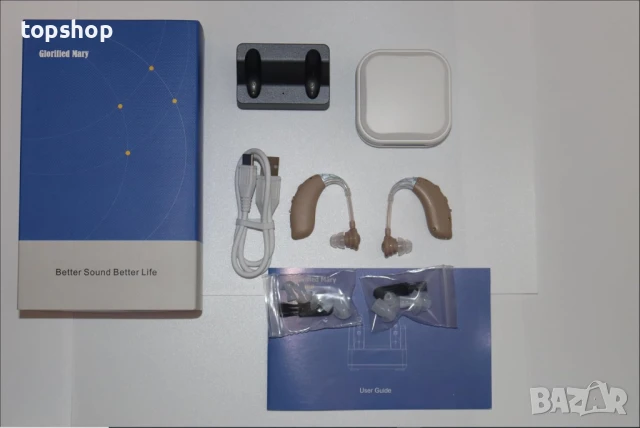 НОВ слухов апарат Glorified Mary с магнитна зарядна станция, 4 режима, регулируем обхват 20-12000HZ, снимка 3 - Друга електроника - 50644234