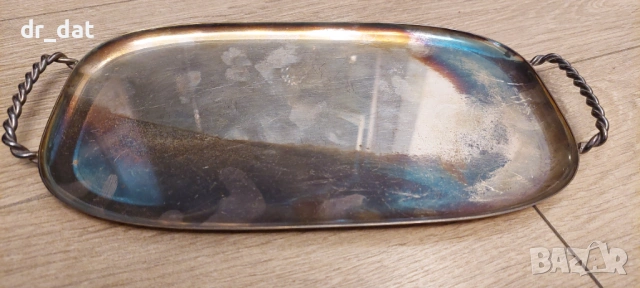 Посребрен английски сет от две канички с поднос, снимка 2 - Антикварни и старинни предмети - 54010925