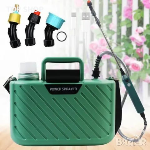 Нова Преносима градинска пръскачка 5L с три накрайника и презрамка USB, снимка 7 - Градински инструменти - 49956905