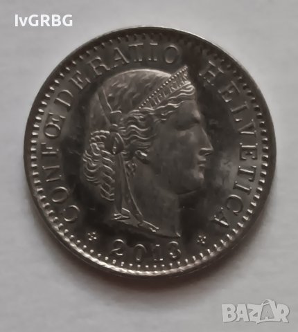 20 рапена Швейцария 2013 С ГЛАНЦ Монета от Швейцария , снимка 5 - Нумизматика и бонистика - 44251705