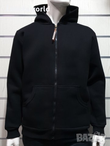 Нов мъжки черен суичър с ЦИП и качулка, снимка 7 - Суичъри - 30896518