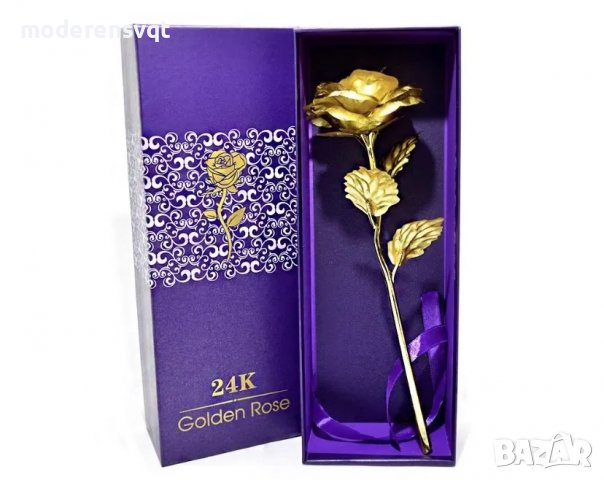 Златна роза 24к в кутия, снимка 4 - Подаръци за жени - 34984844