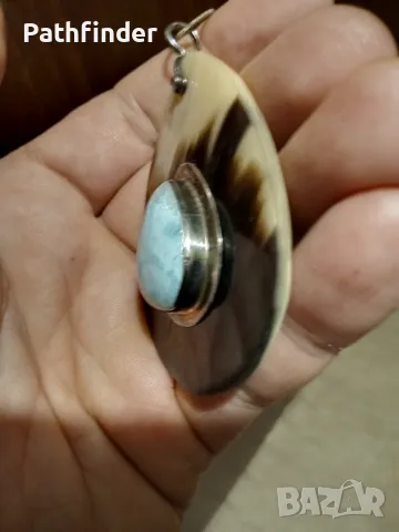 Сребърно колие с ларимар сребро 925, снимка 6 - Колиета, медальони, синджири - 47961263