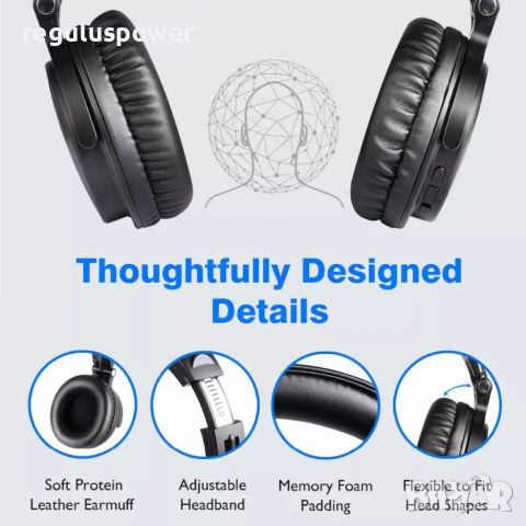 Безжични слушалки OneOdio Pro-C, 20Hz-40KHz, Hi-Res, Bluetooth 5.2, до 110 h. Playing, микрофон, снимка 4 - Bluetooth слушалки - 36550082