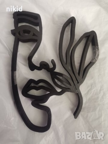 2 вид Абстрактно дамско лице контур черен топер украса декор торта, снимка 2 - Други - 36932836