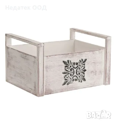 Декоративна дървена кошница, Бял, 30x23x16 см, снимка 2 - Декорация за дома - 48687667