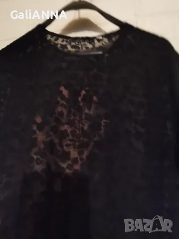 СТРАХОТНА ЕФЕКТНА БЛУЗКА ТЮЛ И КАДИФЕ 2XL, снимка 3 - Туники - 48571489