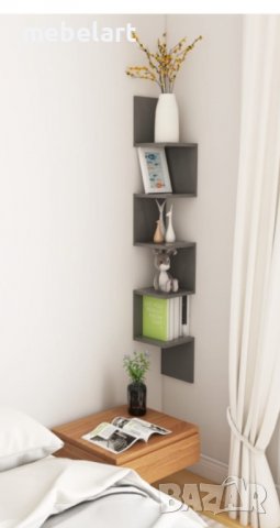 Ъглова етажерка цвят Антрацит , снимка 2 - Етажерки - 39579573