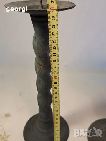 два метални чугунени свещника масив 25/3, снимка 5 - Декорация за дома - 50085443