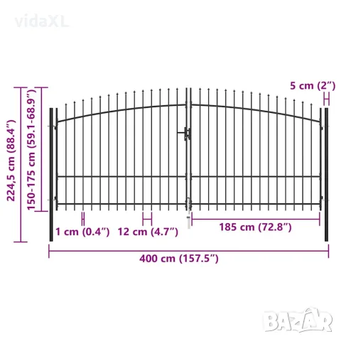 vidaXL Двойна оградна порта Woerden с капак тип копие 400x224,5 см, снимка 5 - Огради и мрежи - 56146126