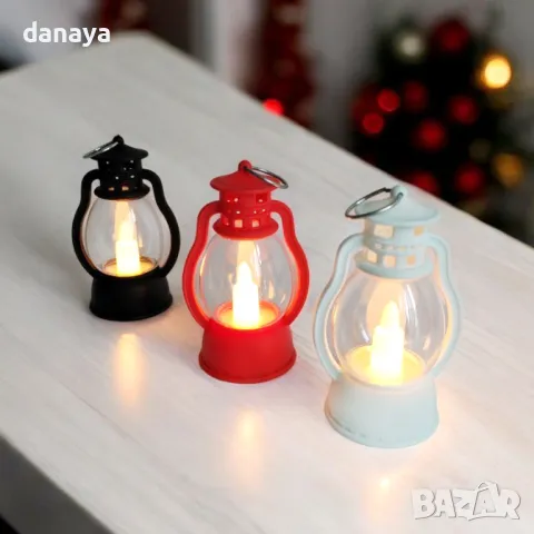 5417 Декоративен светещ коледен фенер тип ретро лампа, 9 см