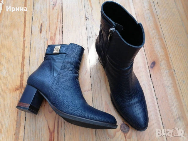 Тъмносини боти от естествена кожа Sara Pen, номер 37, снимка 2 - Дамски боти - 53351813