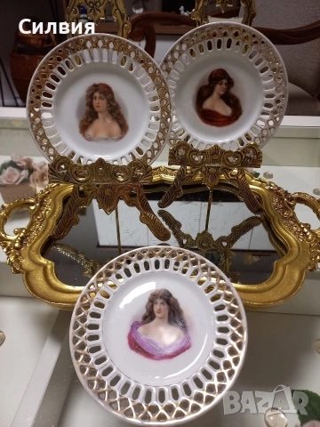 Антикварни чинийки 3бр., снимка 2 - Колекции - 52861009