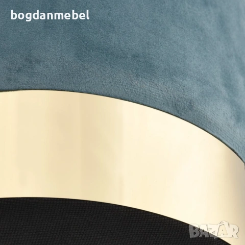 Sonata H Табуретка, светлосиньо и златисто, кадифе, снимка 3 - Дивани и мека мебел - 53172709