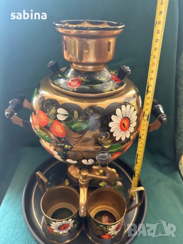 Продавам нов ръчно рисуван самовар, снимка 6 - Антикварни и старинни предмети - 48092863