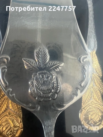 Нов позлатен комплект за хранене 22/23 К злато, снимка 4 - Прибори за хранене, готвене и сервиране - 54005722