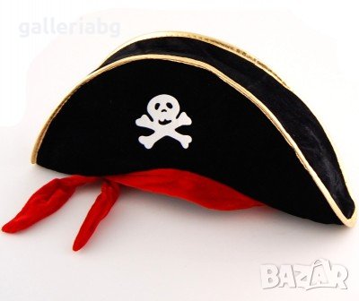 Пиратска шапка с череп (карнавална шапка - Карибски пирати)