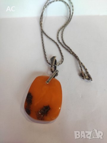 Сребро с кехлибар, снимка 4 - Антикварни и старинни предмети - 38728996