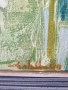 70х40см/абстрактна стара картина масло върху платно/ексресионизъм/зелена вода/дървена рамка, снимка 9